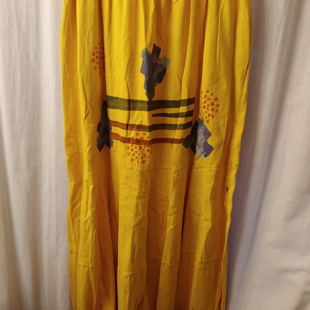 Blue fish long skirt with cinched bottom